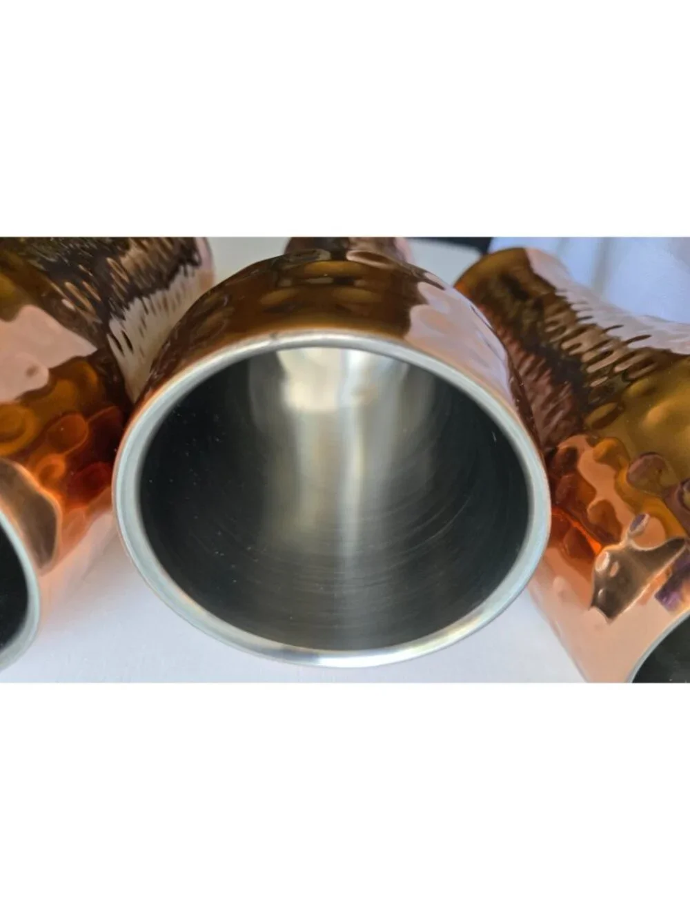 Hammered Copper Tapered Tumblers, 3-Piece Metal Drinking Cups Set for 3